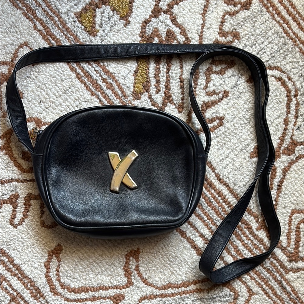 🖤PALOMA PICASSO Vintage Leather Crossbody Bag with Metal Accent